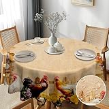 G-dake Herbstliche Tischdecke Rund, Retro-Huhn Runde Tischdecke für Draußen...