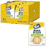 TUC Bake Rolls Knoblauch – Knusprige doppelt gebackene Brotchips – 8 x 150g