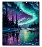 Malen nach Zahlen Erwachsene, Malen nach Zahlen Landschaft Nordlicht DIY...