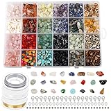 SWAWIS 24 Farben Edelsteine mit Loch, 4-8mm Steinperlen Unregelmäßige Gemstone...
