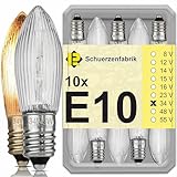 10x Spitzkerze E10 34V 3W Ersatzbirnen Glühbirnen Topkerze für Lichterkette...