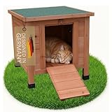 Melko Katzenhaus 50 x 45 x 43 cm mit klappbarem Deckel und Rampe, Winterfest