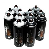 Montana Black 400 ml Set mit 12 Graffiti Street Art Mural Spray Paint, grau,...