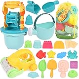 GOLDGE Sandspielzeug Set, 29Pcs Bunte Strandspielzeug Sandspielzeug Set mit Auto...
