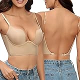 CMTOP Damen BH Deep U Bra Multiway Plunge Push-Up Unterwäsche Mit Abnehmbar...