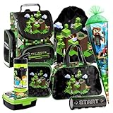 Minecraft Games Play Pixel 8 Teile Set Tornister Ranzen Schulranzen Tasche...