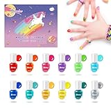 Aieenjor Kinder Nagellack Set auf Wasserbasis - Ungiftig, 12 Farben Abziehbar...