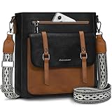 RAINSMORE Umhängetasche Damen Mittelgroß Handtasche Damen Leder Crossbody Bag...