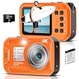 Unterwasserkamera 4K 16FT wasserdichte Kamera mit 32GB Karte 64MP Autofokus...