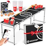 KESSER® Bier Pong Tisch Set mit Kartenspiel Trinkspiel - inkl. 100 Becher (50...