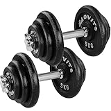 MOVIT® Kurzhantel PRO Set, Gusseisen Hantel, 2x 20kg, Stange 30mm Standardnorm,...