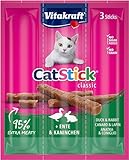 Vitakraft Cat Stick Classic, mit Ente und Kaninchen, Katzensnack, fleischige...