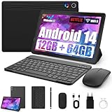Tablet 10 Zoll 8-in-1 Kit Android 14 Tablet PC mit Hülle Tastatur Maus Stift...