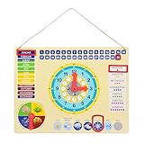 oqono Lernuhr aus Metall mit Magneten für Kinder, Kalenderuhr, farbenfrohe...