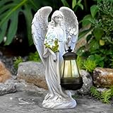 Tuzsocr Solar Engel Gartenstatuen - Schutzengel-Figur mit LED Solar...