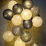 LED Lichterkette Baumwollkugeln Batteriebetrieben, 3,3m 20er Cotton Ball...