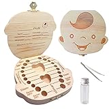 Sonfedo Milch Zähne Box, Zähne speichern Box für Kinder und Mädchen, Holz...