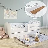 Kids Collective Kinderbett 80x160 cm mit Matratze und Schublade, Rausfallschutz...