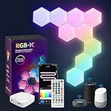 Hexagon WiFi LED Lights, 10 Pack Hex Wall Light RGB IC Gaming Room Panels 9mm,...