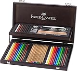 Faber-Castell 110084 - Art & Graphic Compendium Holzkoffer, 53-teilig, mit 12...