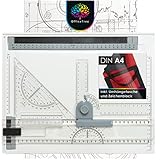 OfficeTree Zeichenplatte A4 - Inkl. Tragetasche, Schiebelineal, Geodreieck uvm....