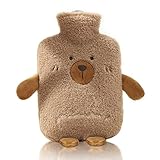 Wärmeflasche mit Bezug,1L Wärmflasche Braunbär,mit Flauschiger Kaschmir...