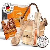 ALPENHAUCH Sauna Eimer mit Kelle [100% Naturholz] - Edler Saunakübel mit...