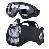 Yzpacc Taktische Airsoft Maskenbrille Set, Verstellbare Halbgesichtsmaske mit...