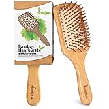 Bambus Haarbürste Holz mit Naturpins, Paddle Brush, Pins aus Bambus,...