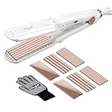CkeyiN Kreppeisen für Haare mit 3 Austauschbaren Platten,Crepeisen Haare Wellen...