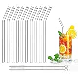 DONQL 10 Stück Glasstrohhalme Glas Wiederverwendbar Trinkhalme Qualität...