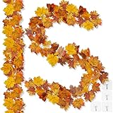 ROLLWAY 2 Stück Künstliche Herbstgirlande Ahornblätter, Herbst Girlande zum...