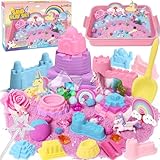 Kinetischer Sand, Geschenke für Mädchen Einhorn Magic Spielsand Koffer mit...