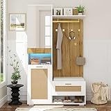 Ymkua Garderobenset Wandgarderobe mit LED-Leuchten, Flurgarderobe Set mit...