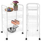 ONVAYA® Beistellwagen Susi mit 4 Körben | 39x26x76 cm | Rollwagen |...