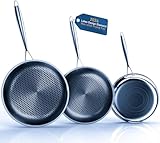 Kiseely Hybrid Bratpfanne Set 26cm+28cm+30cm, Pfannenset Skillet 3-teiliges Set,...
