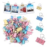 125 Stück Foldback Klammern Bunt, Papierklammern Metall, Binder Clips,...