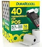 40 Thermopapier 57mm Rollen Kassenbon Pos Terminal - Thermorollen DuraRoooll...