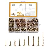 M3 M3,5 M4 Holzschrauben Set, 380 Stück Selbstschneidende Schrauben mit...