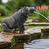 Solar Wasserspeier Hippo – Teichfigur mit Solarpumpe & Wasserspiel –...