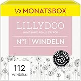 LILLYDOO hautfreundliche Windeln Größe 1 (2-5 kg), Halbmonatsbox (112 Windeln)...