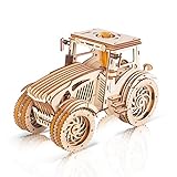 GuDoQi 3D Holz Puzzle, Modell Traktor mit Gummibandmotor, Holzbausatz zu Bauen,...