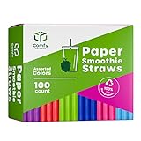 Comfy Package [100 Count] Jumbo Paper Smoothie Straws, 100% Biodegradable,...