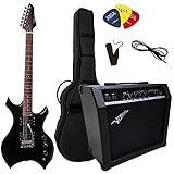 HEAVY METAL SET - ELEKTROGITARRE HEAVY SCHWARZ - VERSTÄRKER 45 WATT - TASCHE -...