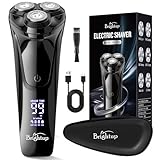 Brightup Rasierer Herren Elektrisch mit 4D-Schwebekopf, Kabellos LED...