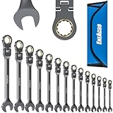 ENEACRO Gelenk-Ratschenschlüssel Set, 14Tlg, 6-19mm, Flex-Kopf Anti-Rutsch...