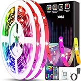 Tenmiro LED Strip 30m(15m×2), RGB LED Streifen Musik Sync Selbstklebend Led...