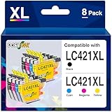 8er-Pack LC421XL Kompatible Tintenpatronen für Brother LC421 LC-421XL für...