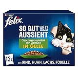 FELIX So gut wie es aussieht Katzenfutter nass in Gelee, Sorten-Mix, 6er Pack (6...