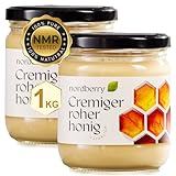 Nordberry 1 kg Cremiger Roher Honig – reiner, naturbelassener und...